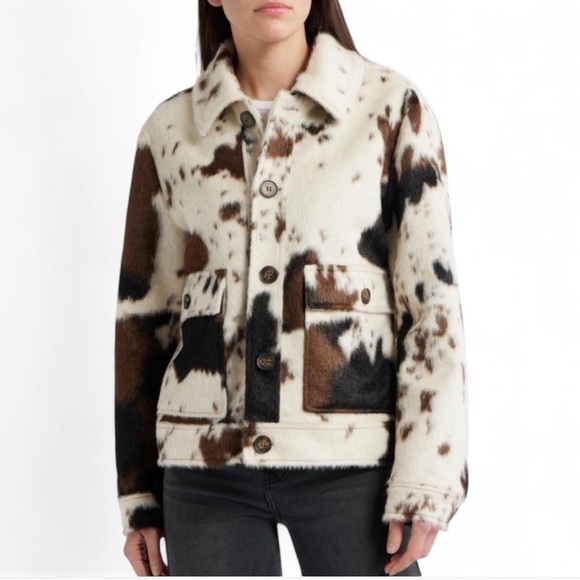 Bernard Cow Print Faux Fur Jacket - Picture 6 of 7
